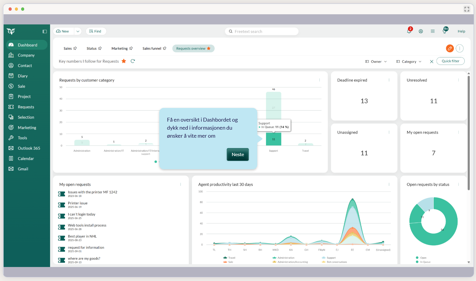 Se internaktiv demo av SuperOffice